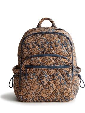 Vera Bradley Quilted Floral Backpack - Navy & Tan